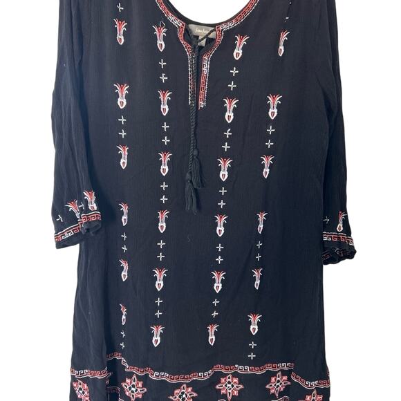 NWOT Neiman Marcus Women's Black Embroidered Tunic Dress - Picture 1 of 2
